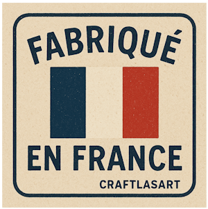 Badge « Fabriqué en France » indiquant une fabrication artisanale française chez CraftLasArt