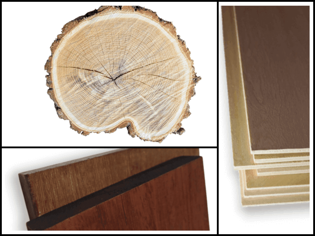 Sélection de matériaux en bois pour la découpe et la gravure laser, incluant rondin de bois naturel, panneaux et plaques de bois utilisés par CraftLasArt